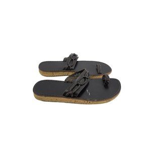 GAP Women's Flat Cork Wedge Brown Braided Leather Toe Sandal Women's US Size 7